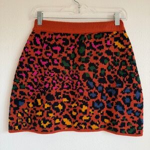 FARM Brazil Multi Color Animal Print Sweater Mini Skirt Size Small